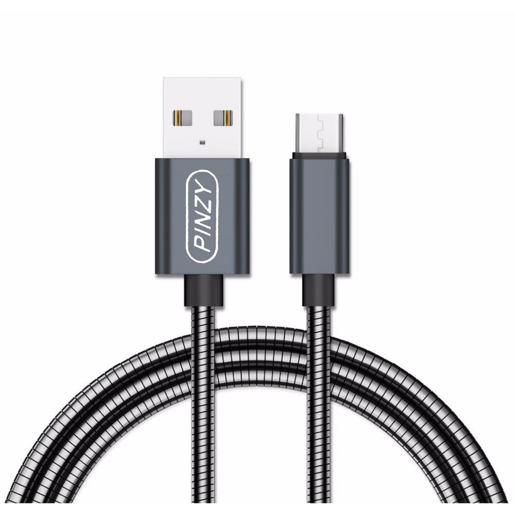 Kabel Data Usb PINZY METAL Kingkong Spring Besi High Speed Fast Charging Qc 3.0 PD 65Watt Micro Type c Lighting