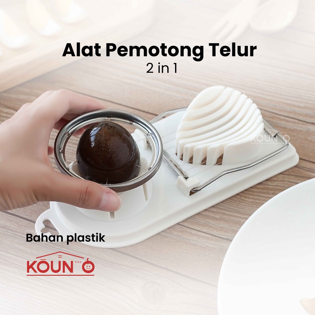 Alat Pemotong Telur Rebus Multifungsi 2 in 1 Pengiris Telor 2 in1 Bahan Plastik Egg Slicer &amp; Cutter