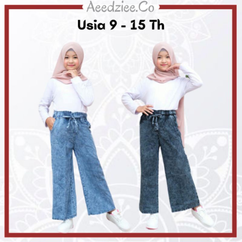 Kulot Jeans Anak Wanita Tanggung | Celana Anak Wanita Denim Premium | Celana Kulot Anak Perempuan