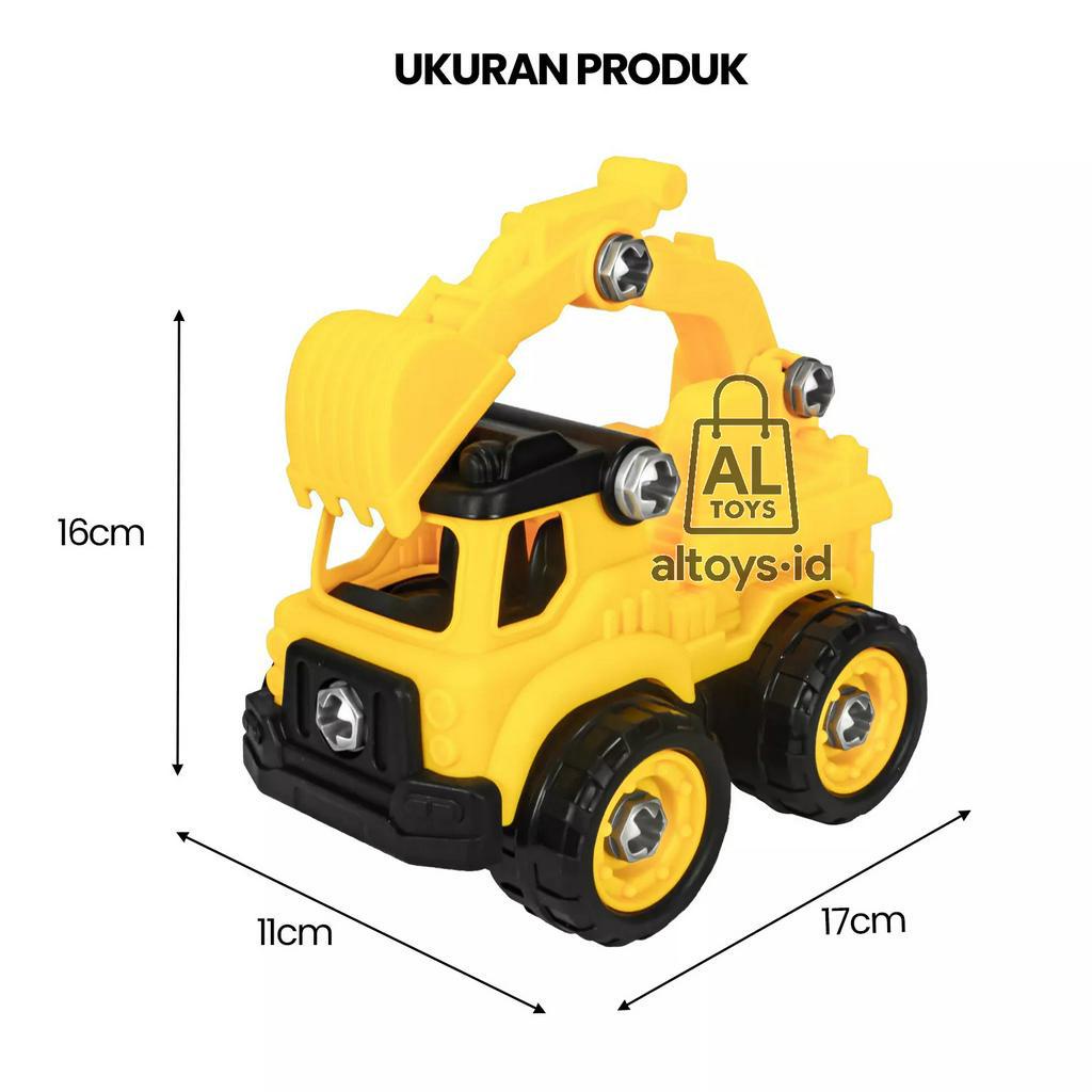 Mainan DIY Obeng Bongkar Pasang Mobil Truck Konstruksi Jombo Assembli Mobil Truk Besar 22-010278