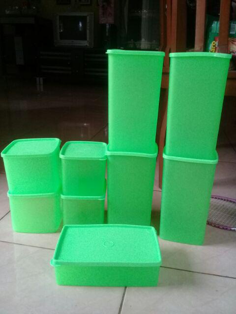 [indra Houseware]set Toples Plastik Isi 9pcs Smk 441 Hijau/ Wadah Saji