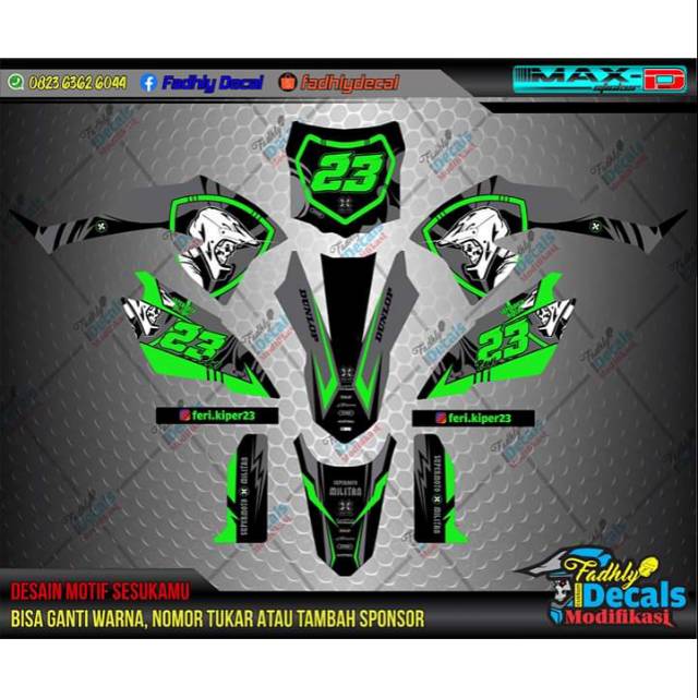 Decal klx bf hitam hijau lumut