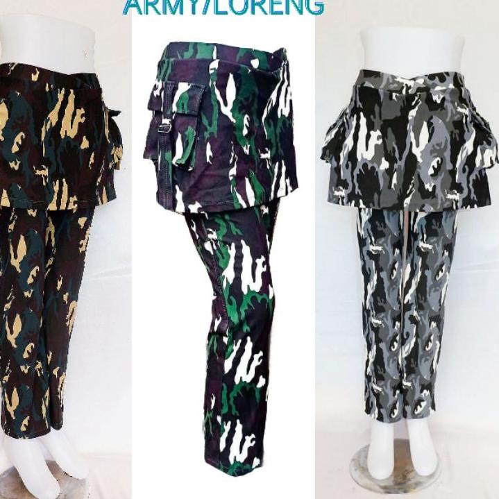 Celana senam Army/Celana olahraga wanita/Celana Rok Senam Army / Celana senam motif loreng