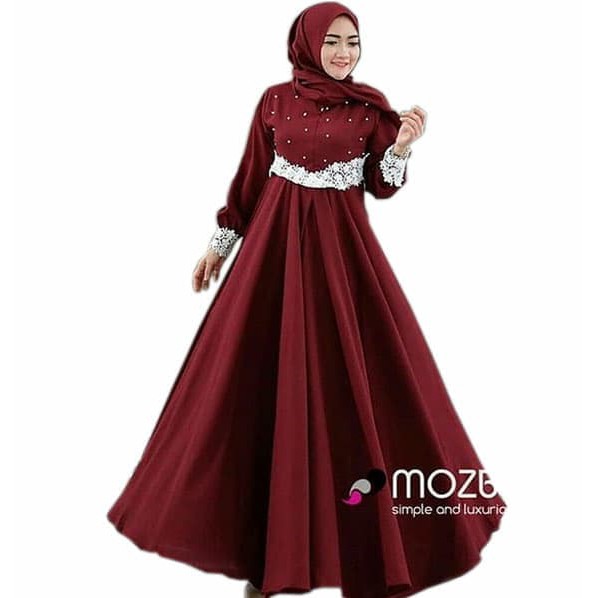 Baju Gamis Muslim Syari Wanita/ PAJERA MAXY/ Dress Gaun Pesta - Abu-abu Muda