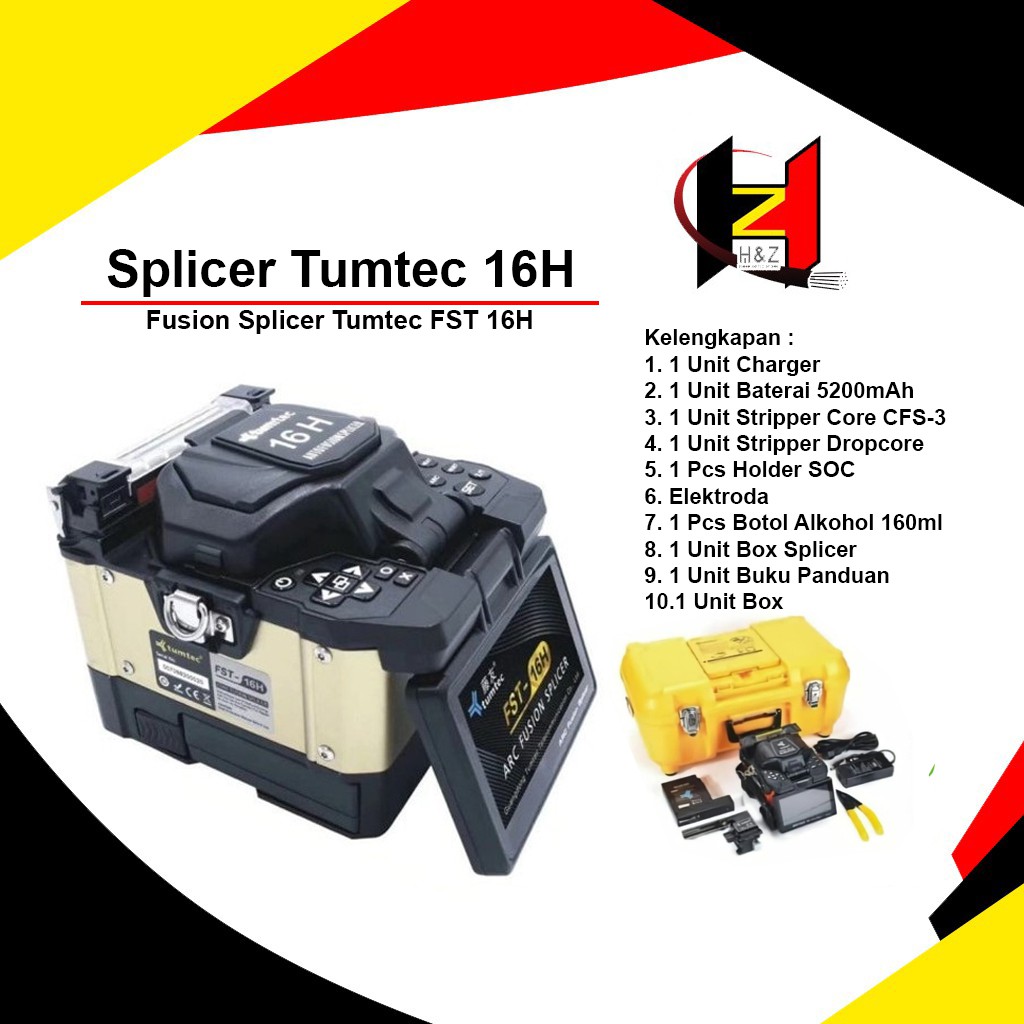 Splicer Tumtec 16H/Fusion Splicer Tumtec FST 16H/Alat Sambung Fiber Optik FTTH