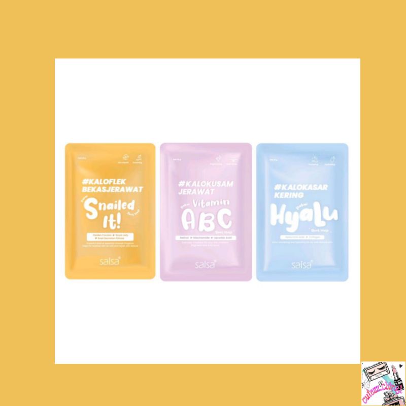 ☃Cutezz_Ching1☃Salsa Sheet Mask - Masker Wajah Daily / Hyaluronic / Vitamin ABC / Snailed It!