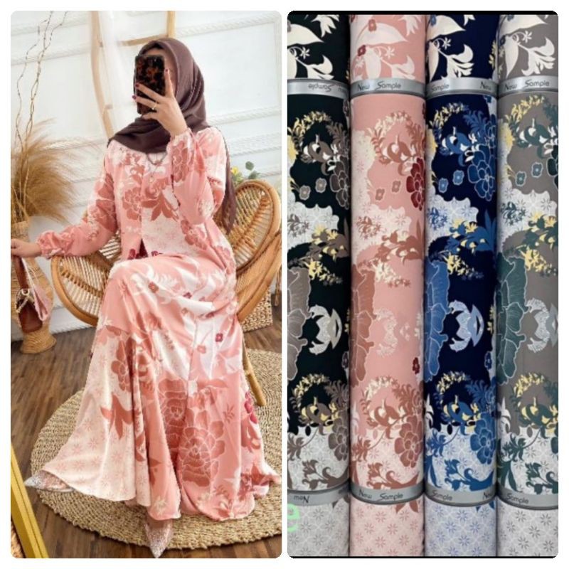 Kain Bahan Rose Crepe Motif Terbaru Bunga Lily