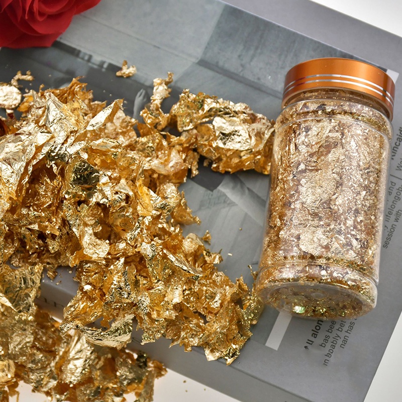 # Kaos T-Shirt Wanita Lengan Pendek Motif Print #1 Botol 2g Foil Tembaga Warna Emas / Silver Untuk Manicure