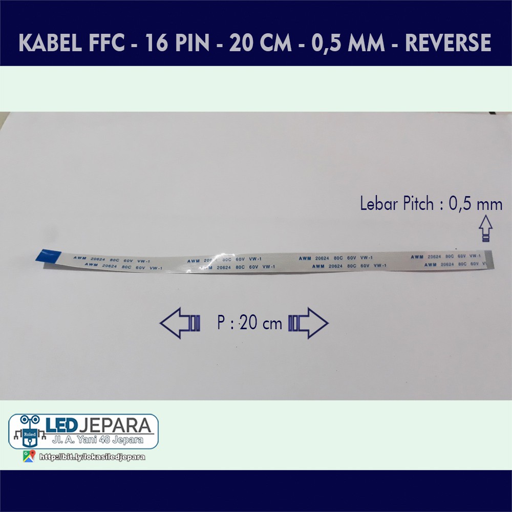 FFC 16 pin Lebar 8,5 mm Panjang 20 cm Reverse Terbalik