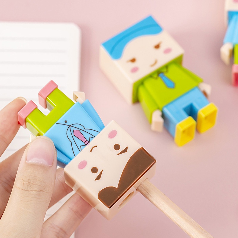 Set Rautan Pensil dan Penghapus Karakter Boneka Lucu