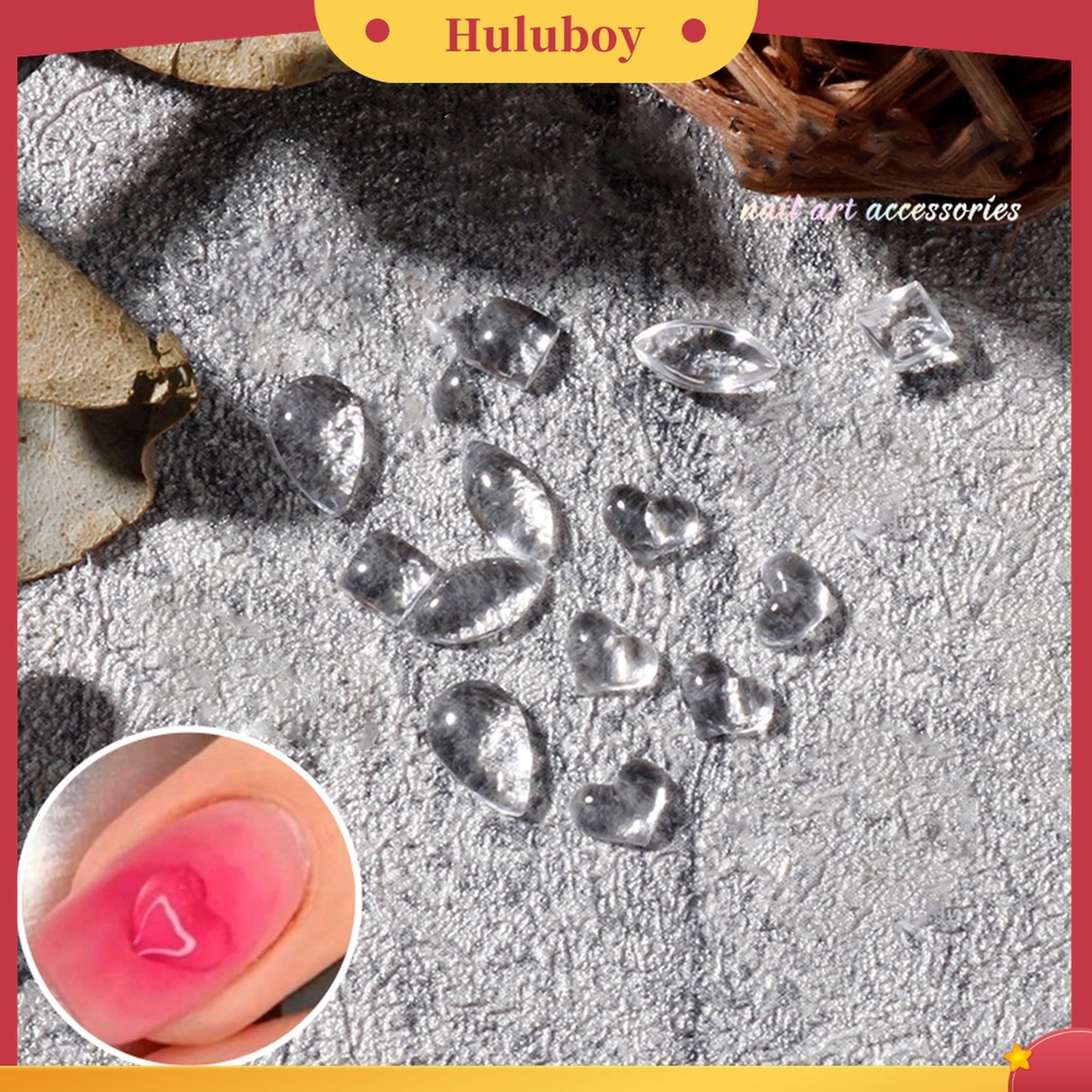 Huluboy Huluboy♡ 100pcs / Set Ornamen Resin 3D Efek Penetrasi Translucent Untuk Dekorasi Nail Art Charms