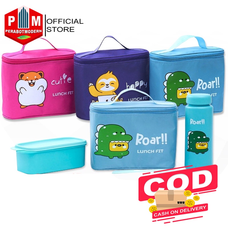 Tempat Makan Dengan Botol Minum Set Tas Jennie Kids Lunch Fit Lunch Bag Set Of 4pcs kotak tempat makan anak 2 sekat botol minum garpu sendok plastik piknik olah raga bekal sekolah