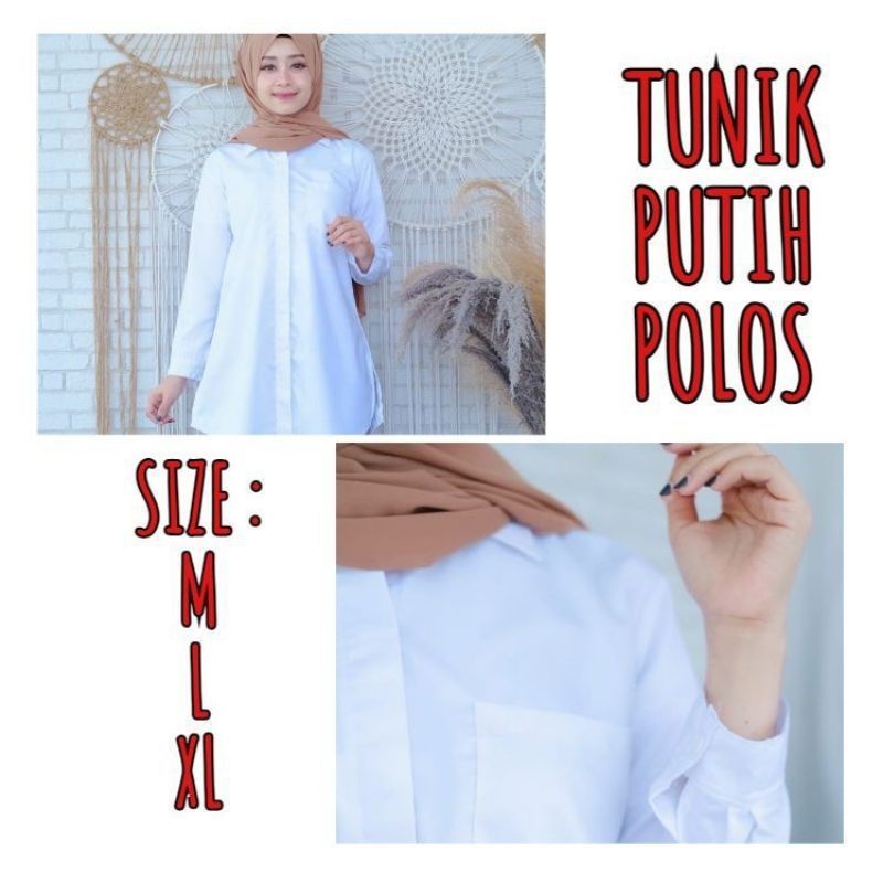 KEMEJAN WANITA PUTIH POLOS LENGAN PANJANG / TUNIK/KEMEJAN FULL KANCING / KEMEJAN TERLARIS