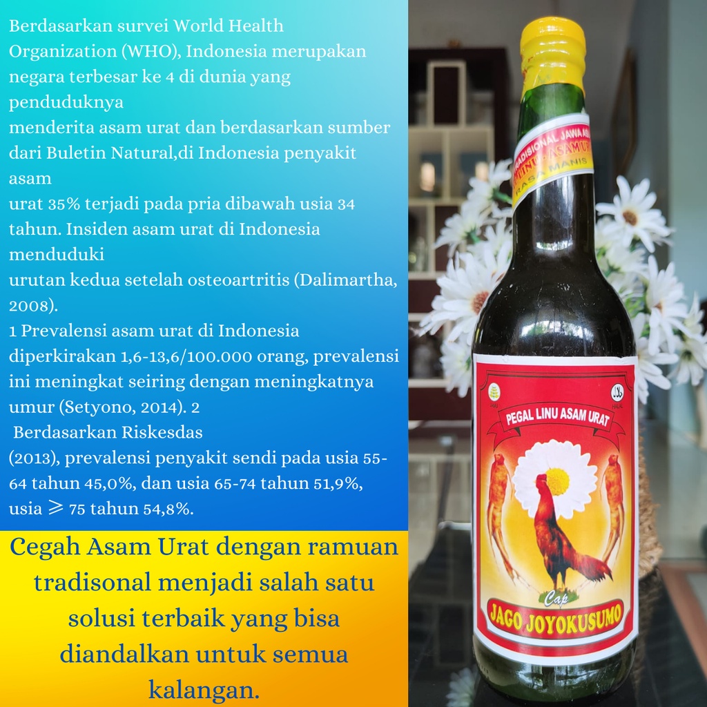 Jamu Tradisional Jawa Asli Cap Jago Joyokusumo Pegal Linu Asam Urat 600ml Paket 12 Botol Mujarab Produk Asli Herbal Alami