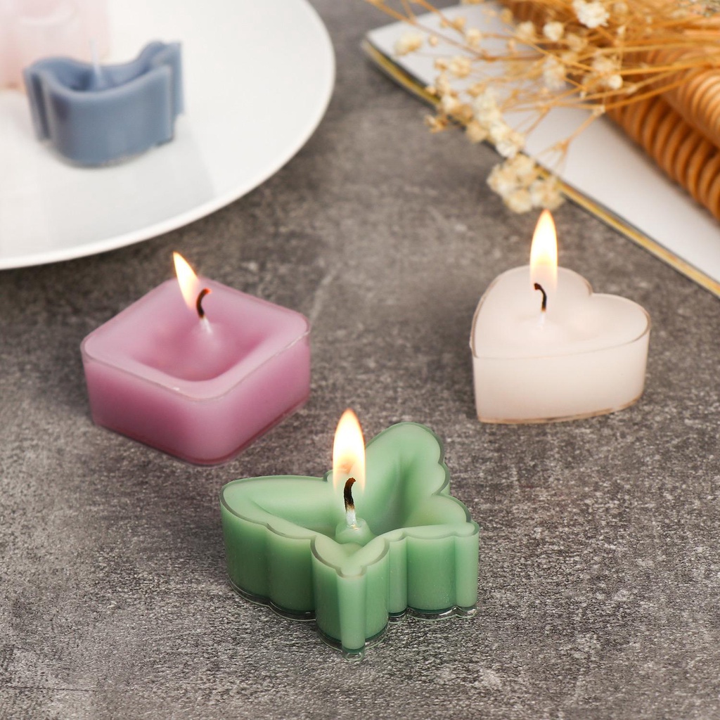 R-flower Candle Mold Dekorasi Rumah Plastik Tahan Panas Cahaya Bentuk Hati Candle Cup Holder