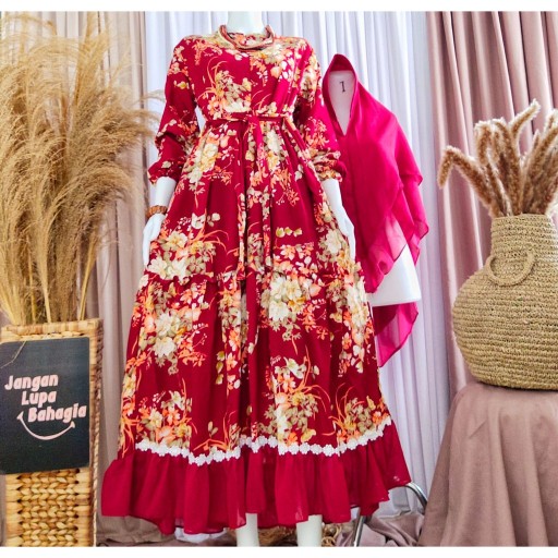 Paling Komplit M L Xl Xxl - Couple Gamis Sarimbit Batik Hem Dan Kemeja Keluarga