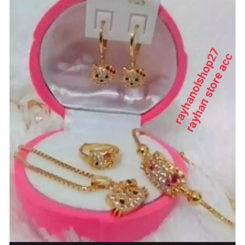 Kalung SET hello Kitty murah lapis emas gold 18K