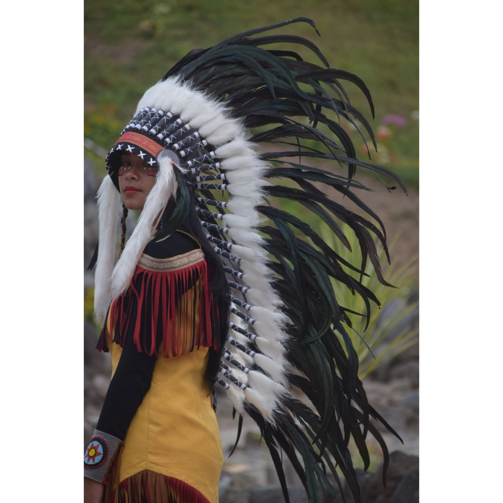 TOPI INDIAN - INDIAN HEADDRESS MEDIUM AYAM BILABONG HITAM