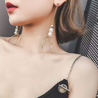 IMPORT Anting  Korea Rantai Mutiara  Panjang  Tassel Earrings 