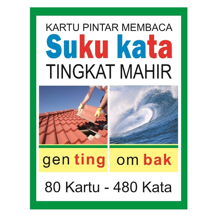Kartu Membaca SUKU KATA Tingkat MAHIR Flashcard suku kata mahir