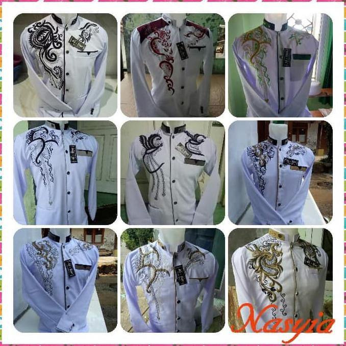 Jasko/ Jaskoko/ Jas Koko Putih Bordir Biru Keemasan List Biru Benhur