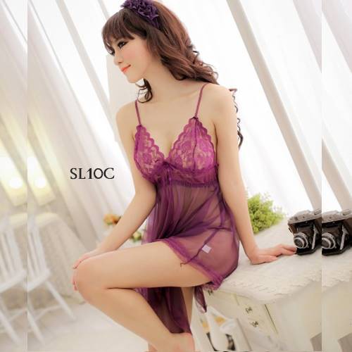 [PRIVASI AMAN] BAJU TIDUR SEXY LINGERIE SEKSI NIGHTGOWN LACE UNGU JUMBO XXL SL10C