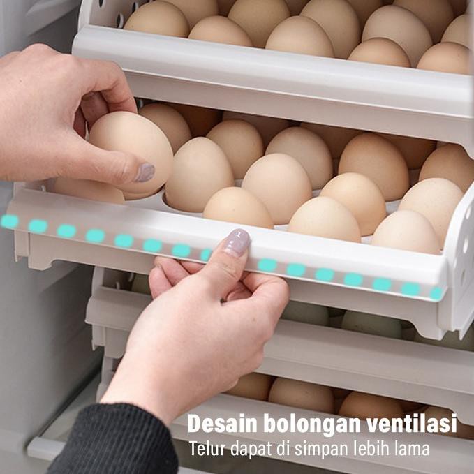 MoonLand 84 Kotak Telur Sliding  / Rak Tempat Penyimpanan Telur Rak Telur Plastik 1 Tingkat Egg Box