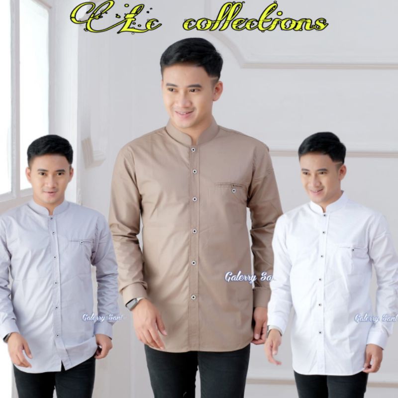 Baju Koko Pria Polos Baju Koko Lengan Panjang Fashion Muslim Terbaru Masakini