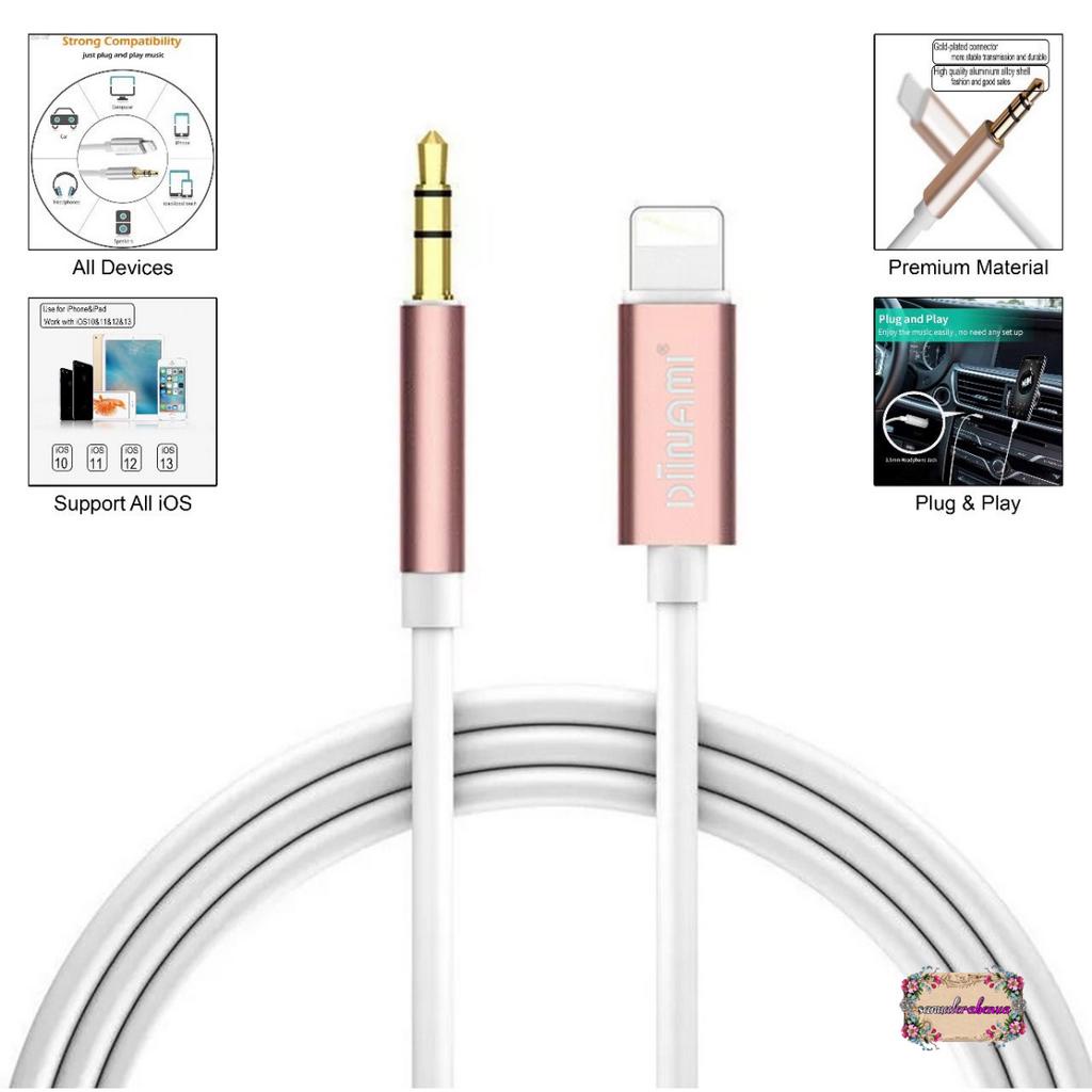 DIINAMI kabel iphone Lightning to aux 3.5mm Type C To Jack 3.5MM Premium Nylon kabel Audio SB5389