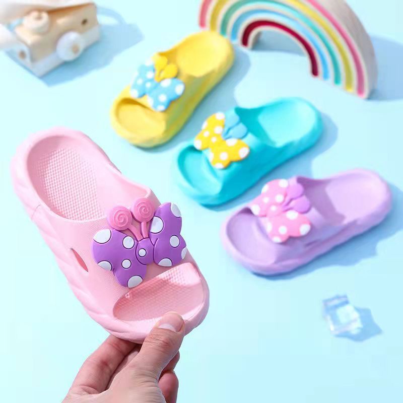 Sandal Slop Karet Anak Wanita Kupu Kupu Polkadot Import High Quality S2