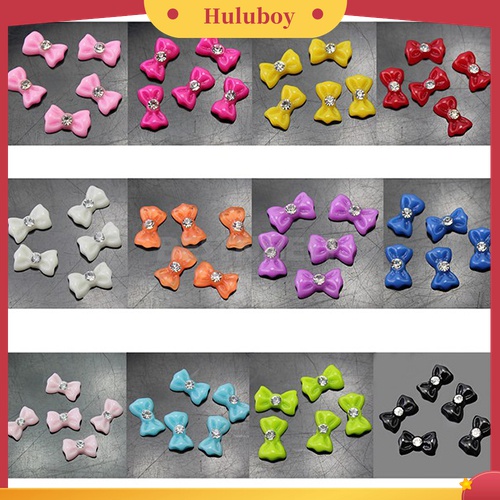 Huluboy Huluboy♡ 60pcs Stiker Kuku Trendy Bentuk Pita Dengan Glitter + Berlian Imitasi