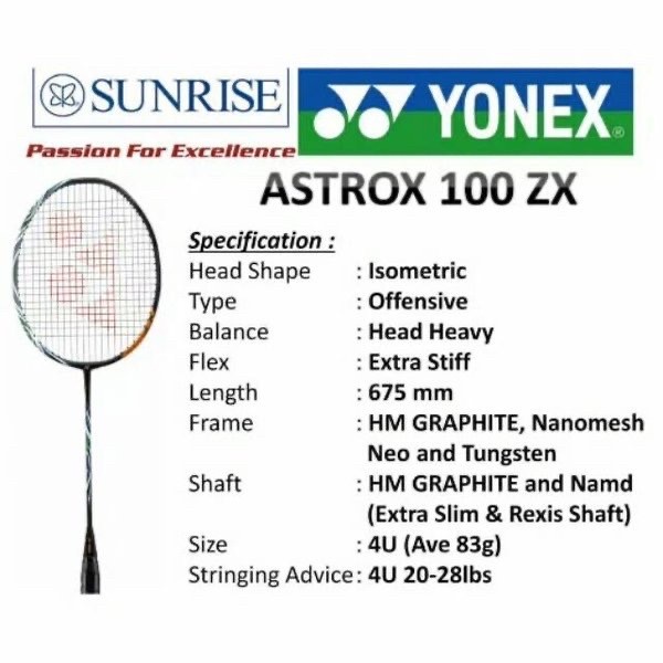 RAKET BADMINTON YONEX ASTROX 100 ZX ASEAN PREMIUM 30LBS