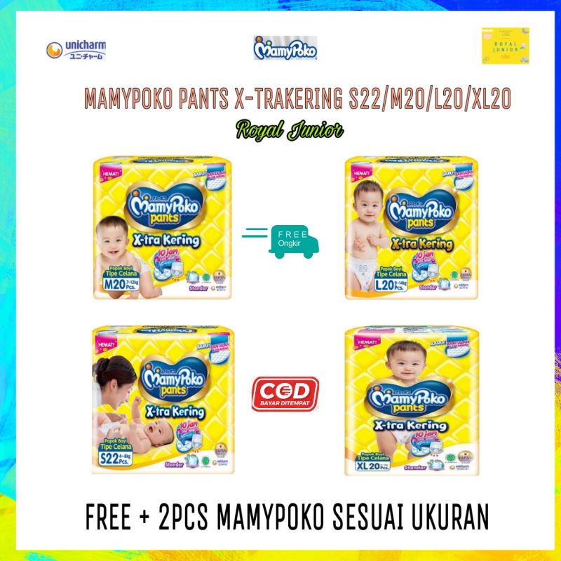 Mamypoko Pants X-trakering Popok Celana Bayi Pempers Murah - S22/M20/L20/XL20/XXL18