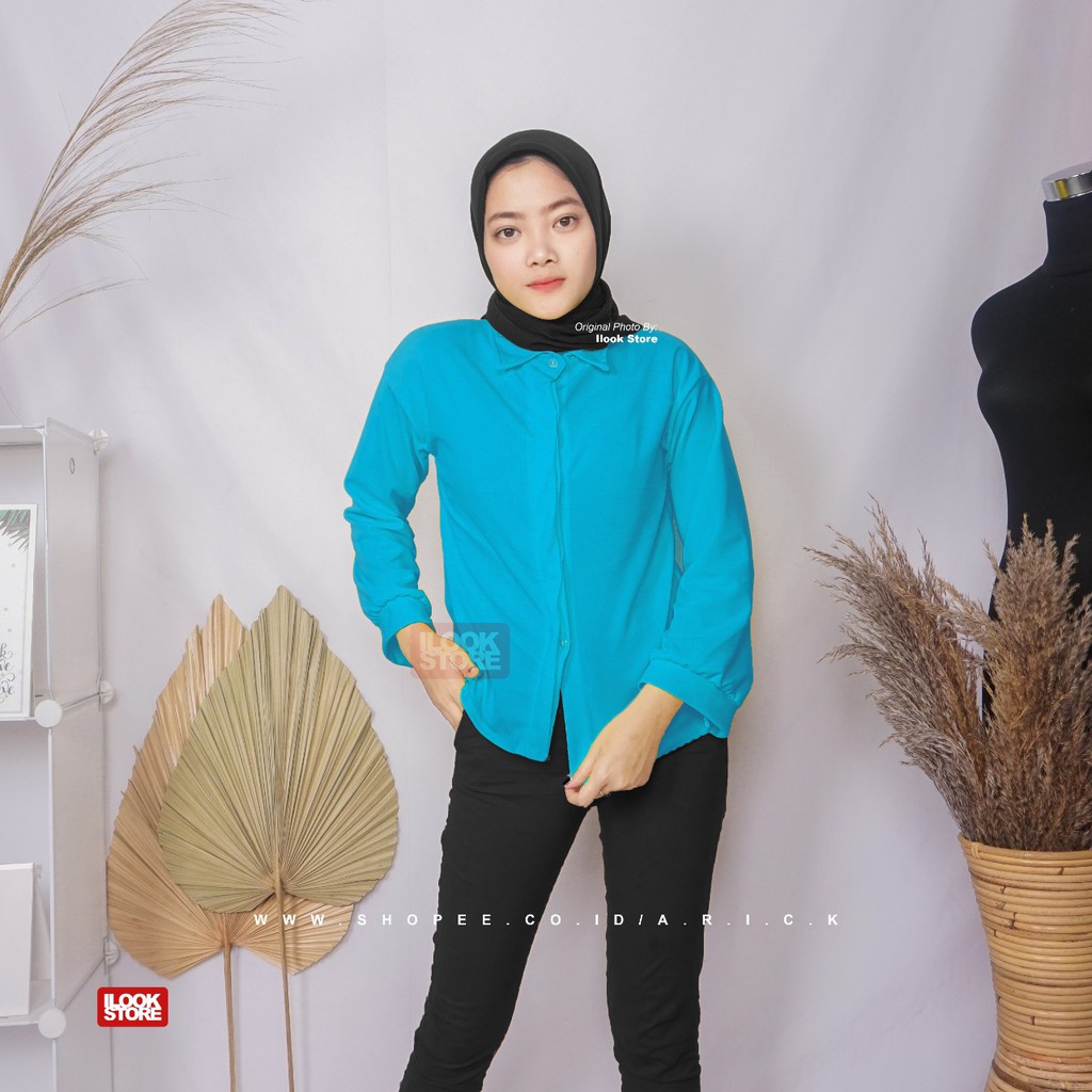 ilook | Blouse Keyra | Fashion Wanita | Bahan Creap - Fit to L-Keyra - Biru