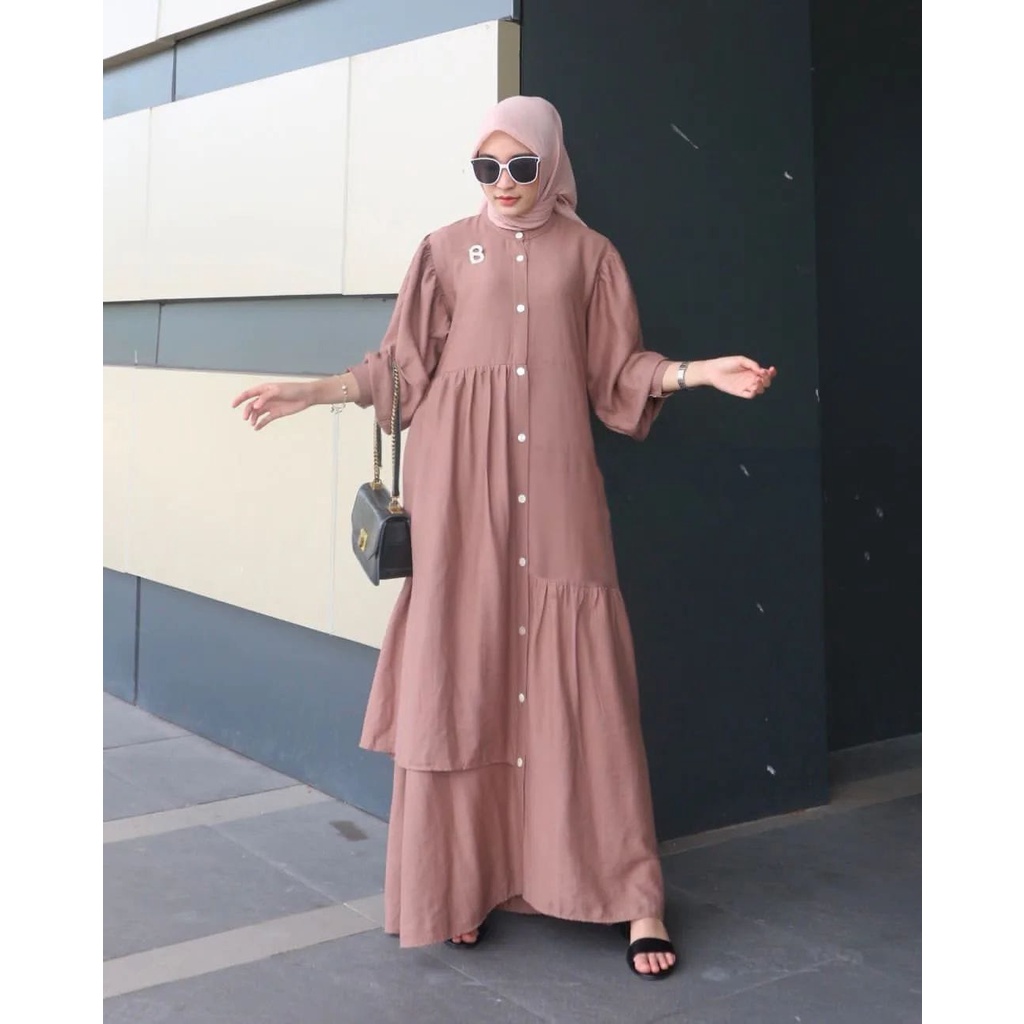 Azline Dress Bahan cringkle airflow / dress Kondangan / Gamis Wanita Terbaru Matt Cringkle Airflow / Fashion Kekinian