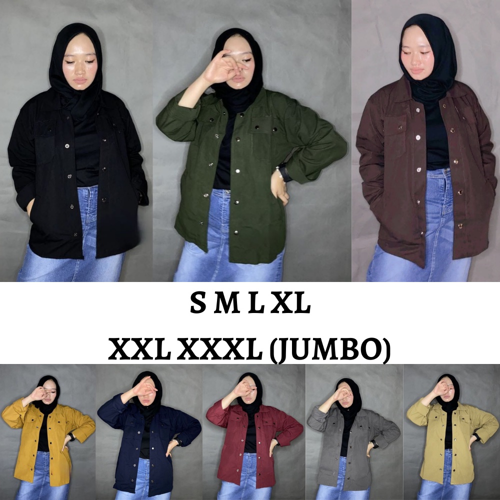 Dfour Jaket Semi Parka Wanita S - XXXL Jumbo Trucker Baby Canvas