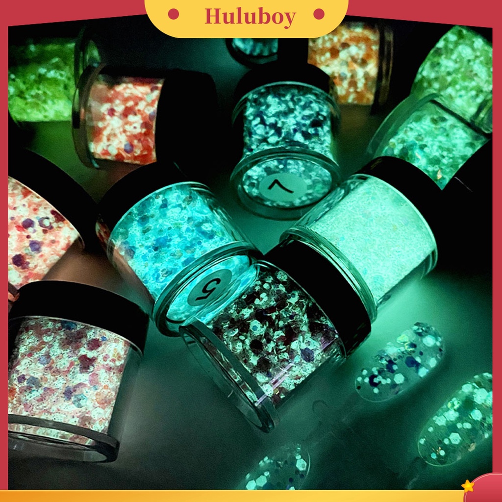 Huluboy Huluboy♡ 1 Botol Serpihan Glitter Glow In The Dark Untuk Dekorasi Nail Art