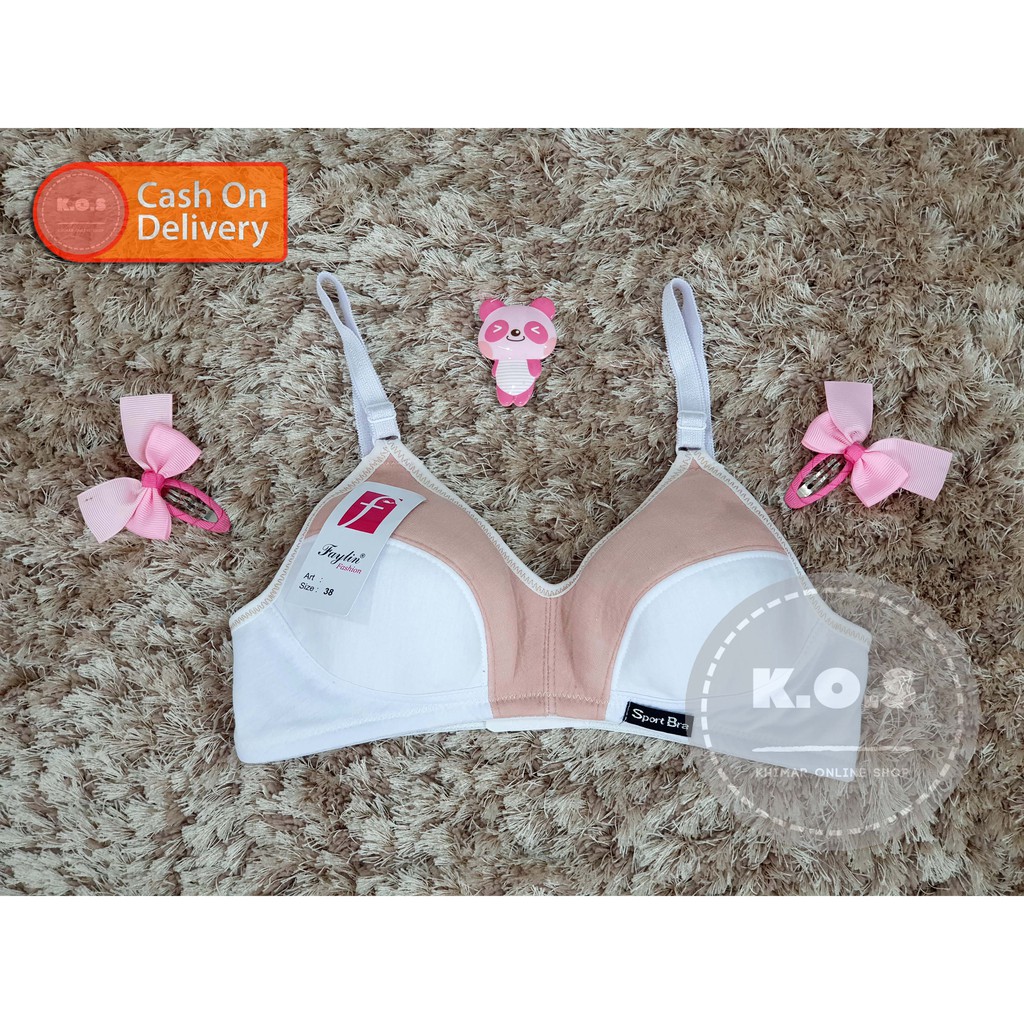 Bh pelajar remaja tanpa busa bra kombinasi warna putih size 34-38