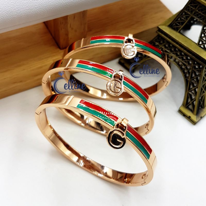 GELANG TITANIUM LAPIS EMAS/GELANG BERMEREK TITANIUM