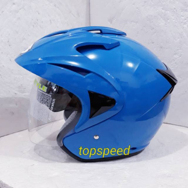 Helm Hiu Arrow biru AL 2 visor