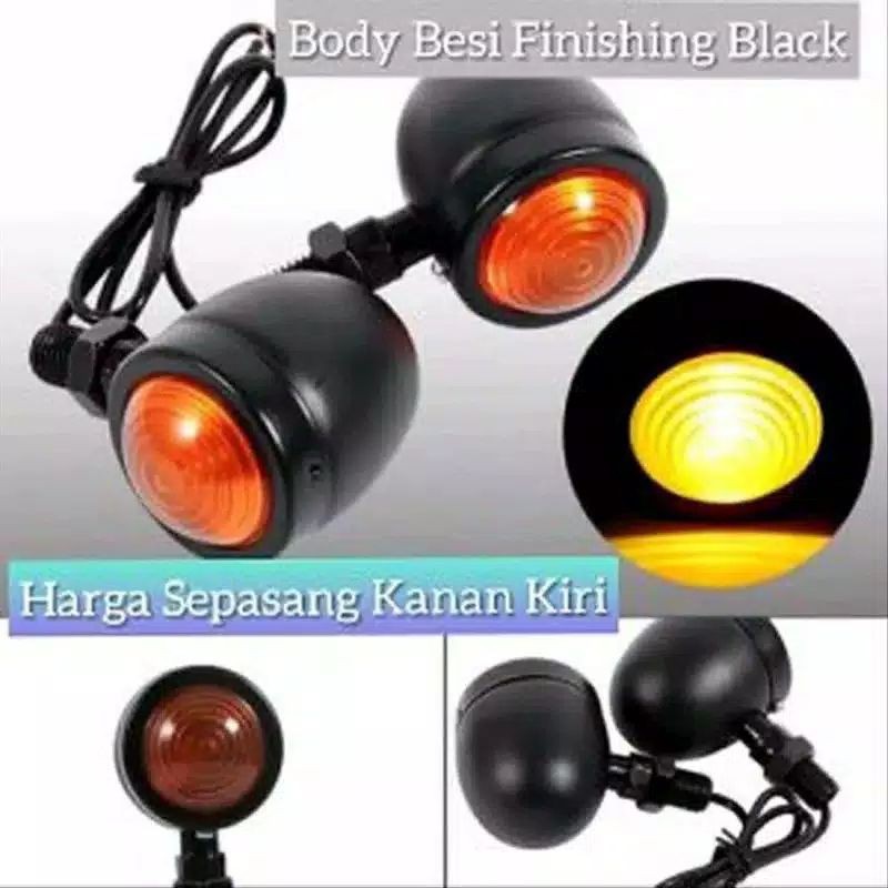 lampu sen sein bulat klasik hitam universal cb cb150r rxking tiger