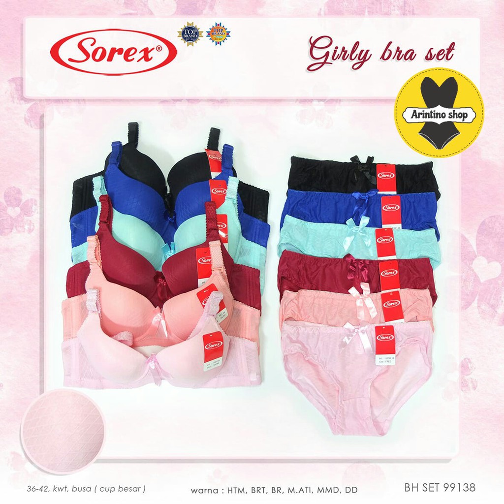 (1set) Bh Bra Set Sorex 99138 (CUP B) | Bra Satu Set Busa Kawat |
