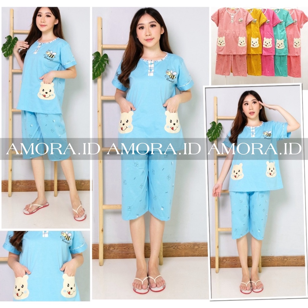 3/4 TESSA SIZE STANDAR BAJU TIDUR / ONESET PIYAMA WANITA DEWASA CELANA PENDEK  STELAN PIYAMA TESSA