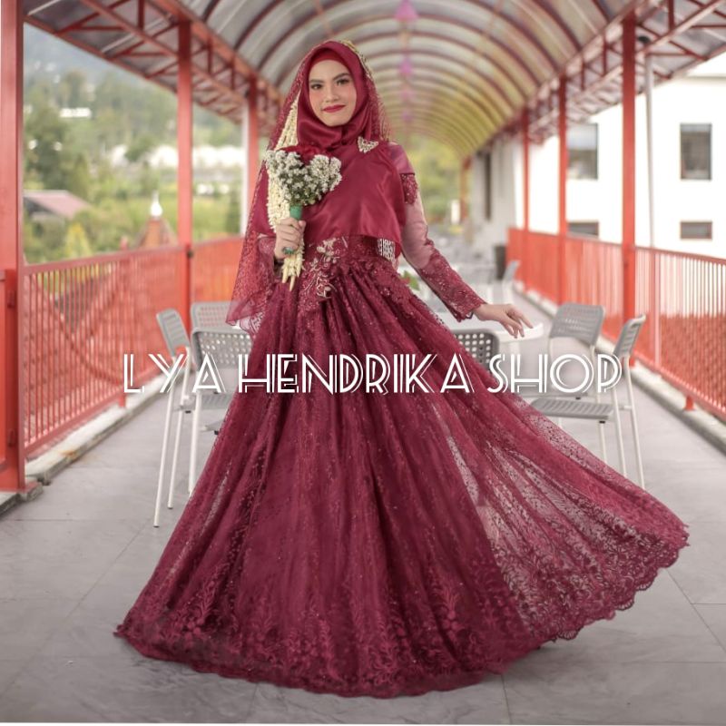 Gaun pengantin/ball gown Tile mutiara 3D