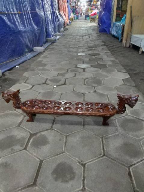 (BISA COD) CONGKLAK DAKON BENTUK NAGA ISI 16 LUBANG 85x15x20 cm FREE ISI DAKON 100 PCS KAYU JATI