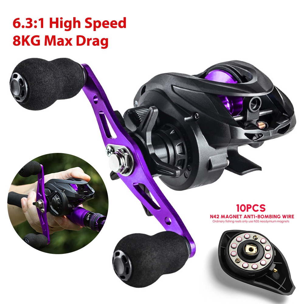 Pancing BC reel Rem Magnetik Halus Bantalan Bola Sistem Sistem Rem Magnetis 12+1 Reel Baitcasting Bahan Metal Kapasitas Untuk Memancing 10kg/22lb Fishing Reel Pancing Reel Gulungan Pancing Saltwater Reel Fishing Long Cast Reel