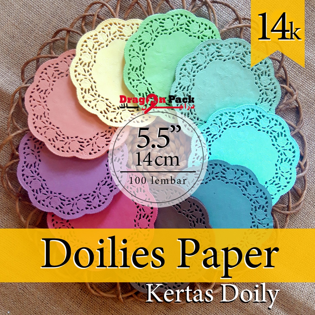 Doily Paper Kertas Doilies 5.5&quot; ( 14cm ) Warna isi 100 lembar Kertas Alas Renda / DragonPack