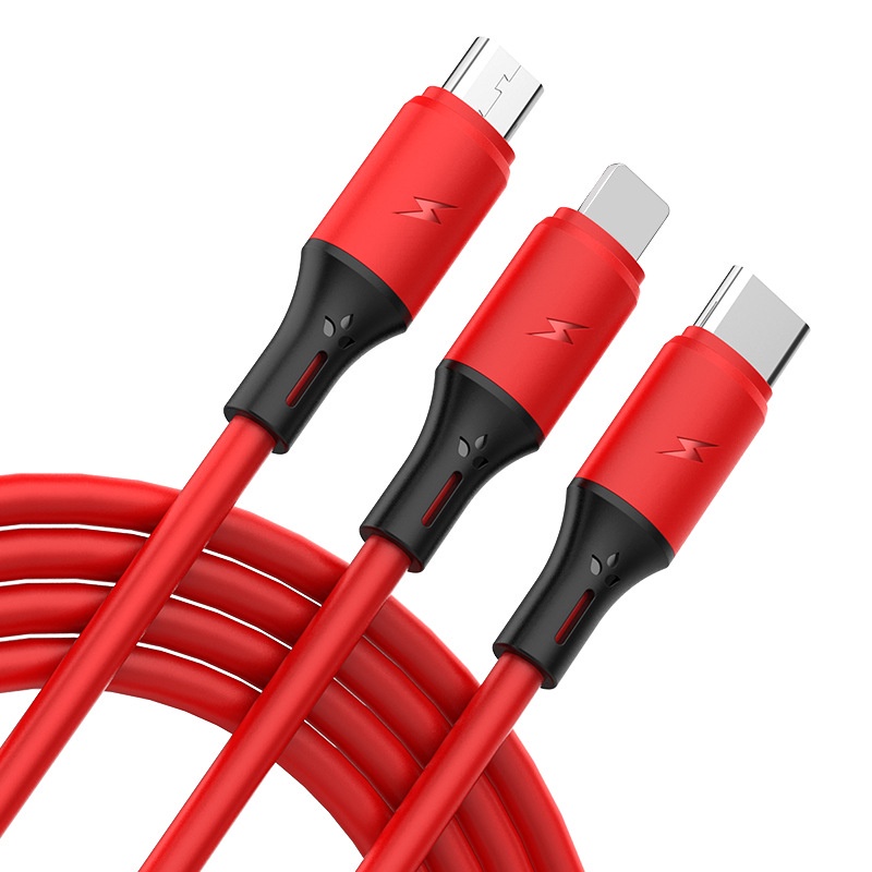 2.4A Fast Charging Cables 3 IN 1 Type C 8Pin Micro USB Cable For iPhone 11 Xr 8 X 7 6S Plus iOS 10 9 8 Samsung Android