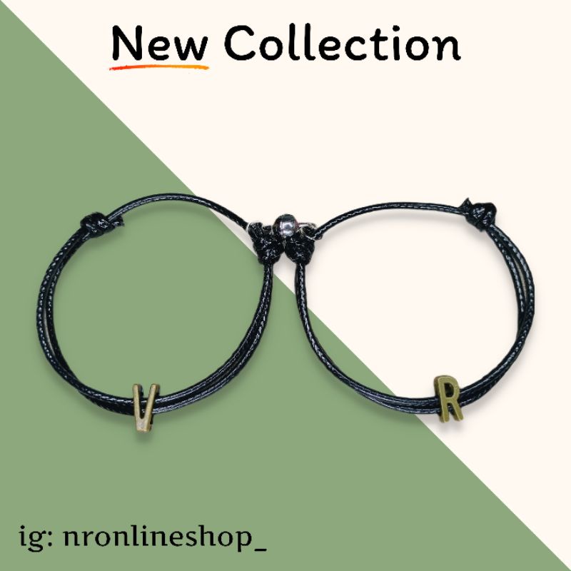 (READY STOK) COD FREE GIFT Gelang couple inisial huruf  BRONZE waterproof pasangan persahabatan kado
