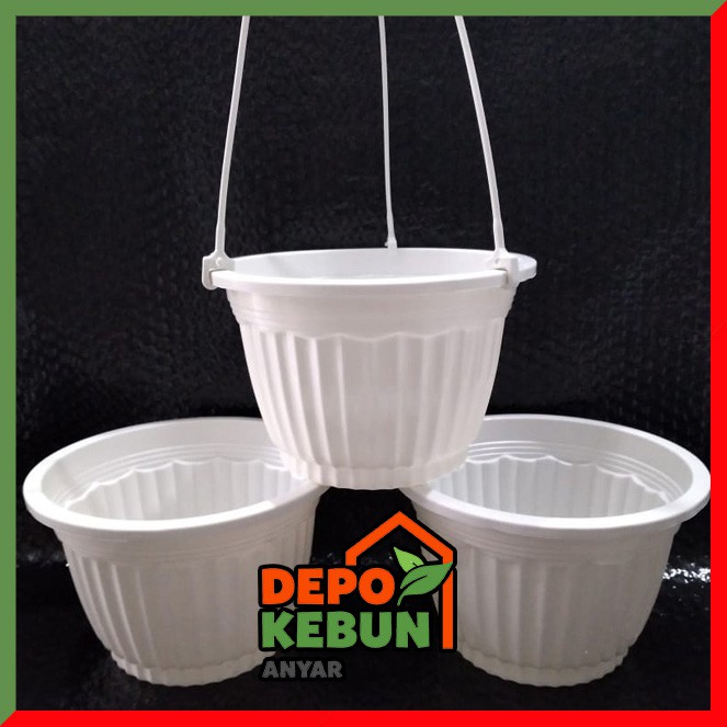 POT BUNGA PUTIH - POT GANTUNG PUMBA - POT PUTIH